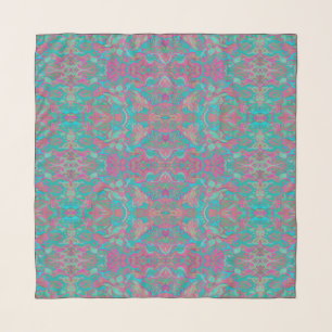 Birds Arabesque Bohemian Boho Turquoise Pattern Scarf