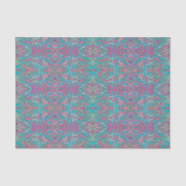 Birds Arabesque Bohemian Boho Turquoise Pattern Tissue Paper (Front)