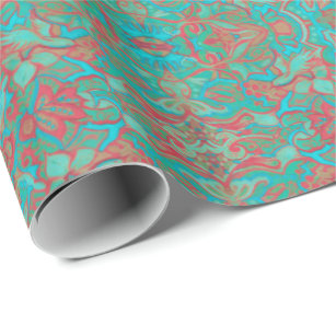 Birds Arabesque Bohemian Boho Turquoise Pattern Wrapping Paper