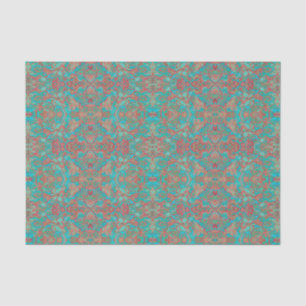 Birds Arabesque Bohemian Boho Turquoise Red Green Tissue Paper