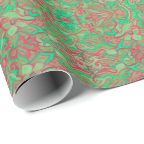 Birds Arabesque Oriental Bohemian Boho Red Green Wrapping Paper