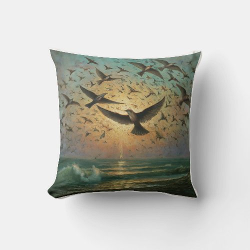 Birds are flying  throw pillow