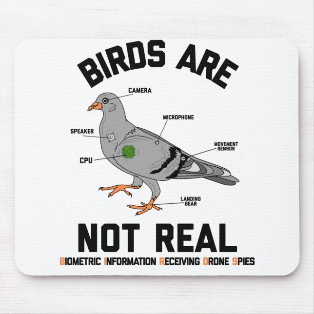 Birds Are Not Real Spy Pigeon Funny Drone Mouse Pad (Front)