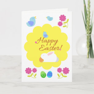 Birds are singing: "Happy Easter!" Easter Card
