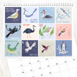 Birds Around the World Art Calendar<br><div class="desc">All sorts of fun,  cute and quirky birds from all over the world,  painted in watercolor with hand lettered names.  Perfect for bird and animal lovers of all ages. Original art by Nic Squirrell.</div>