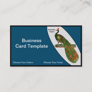 Birds Art Detailed Watercolor Peacock Business Card