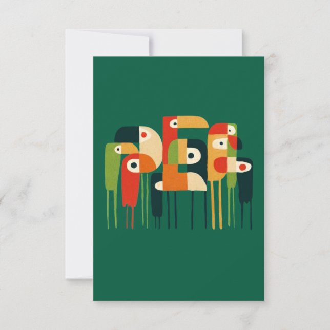 birds art thank you card (Front)