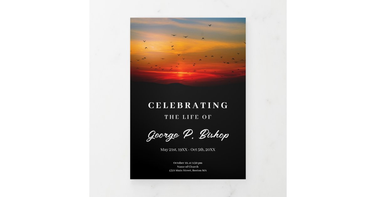 Birds at Dawn 2 Photo Funeral Tri-Fold Program | Zazzle