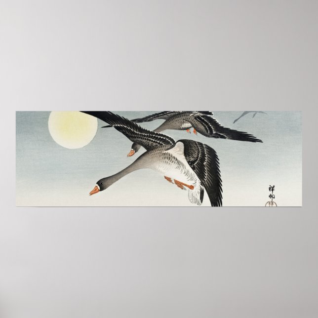 Birds at Full Moon by Ohara Koson (1900–1936) Poster (Front)