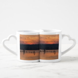 Birds at sunrise coffee mug set
