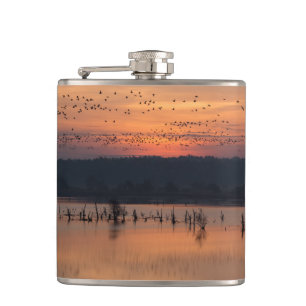 Birds at sunrise flask