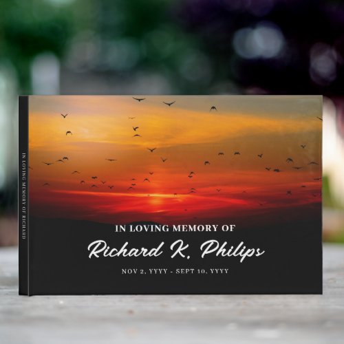 Birds At Sunrise Sky Celebrating the Life Guest Book