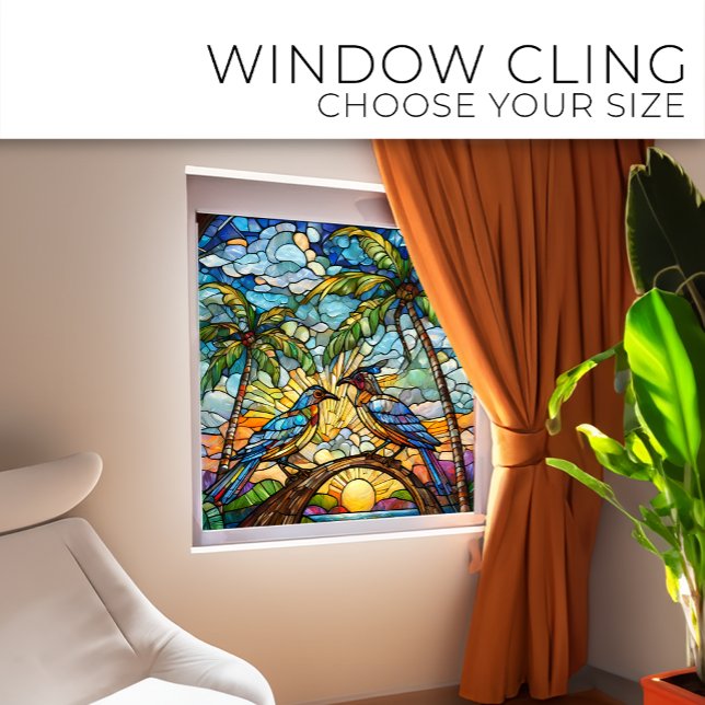 Birds at Sunrise Stained glass art Window Cling (Creator Uploaded)