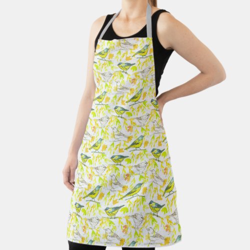 Birds Autumn Fall Yellow Leaves Cook Gift Apron
