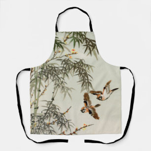 Birds Bamboo Asian Japanese Vintage Apron