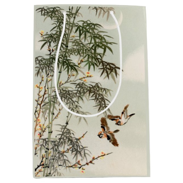 Birds Bamboo Asian Japanese Vintage Medium Gift Bag (Front)