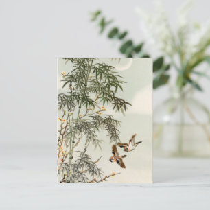 Birds Bamboo Asian Japanese Vintage Postcard