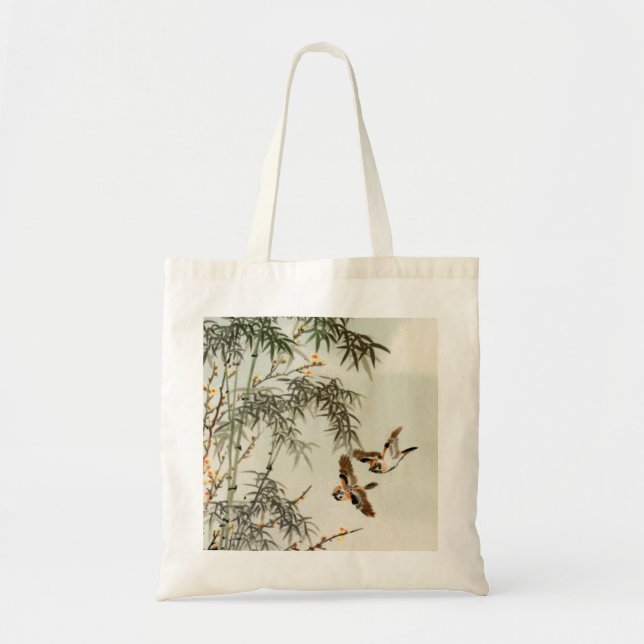 Birds Bamboo Asian Japanese Vintage Tote Bag (Front)
