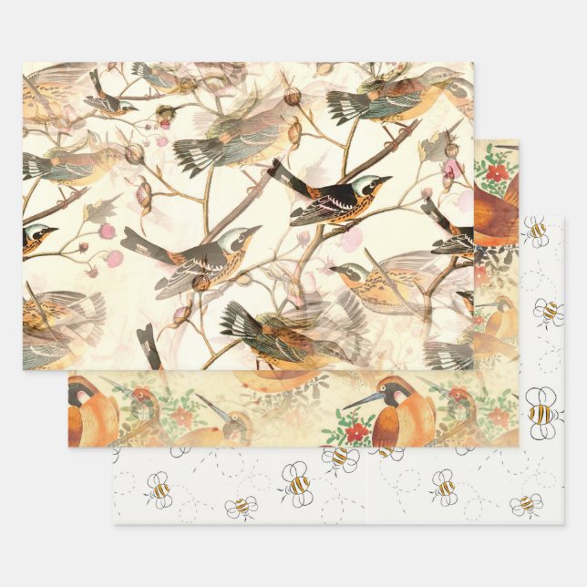 Birds & Bees Wrapping Paper Sheets (Set)