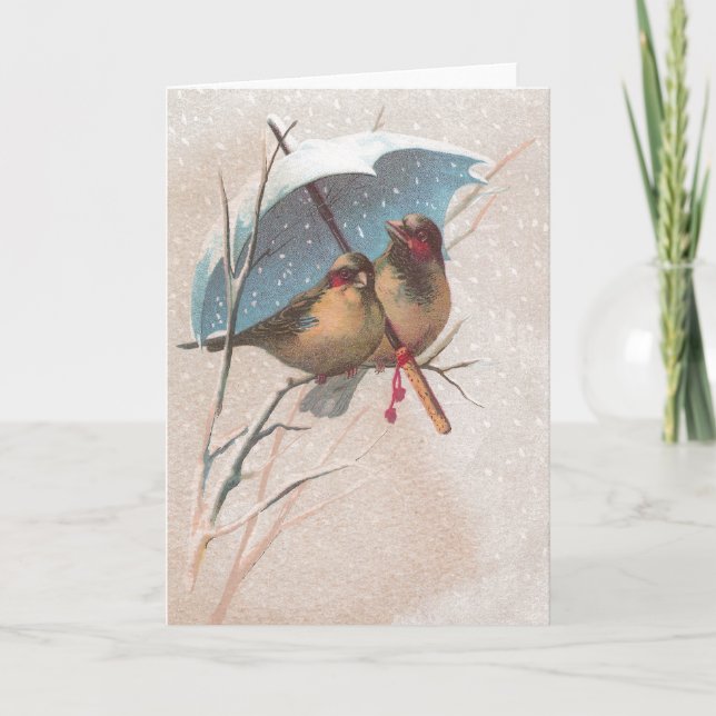 Birds Beneath Blue Umbrella Card (Front)