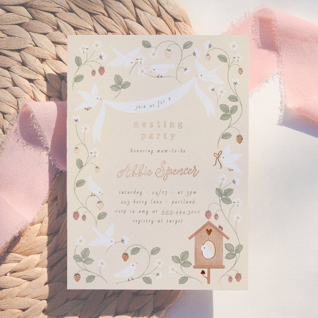 Birds & Berries Nesting Party Baby Shower Foil Invitation (Creator Uploaded)