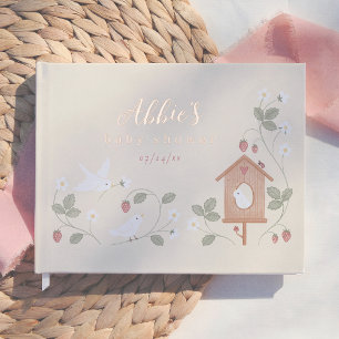 Birds & Berries Nesting Party Girl Baby Shower Foil Guest Book