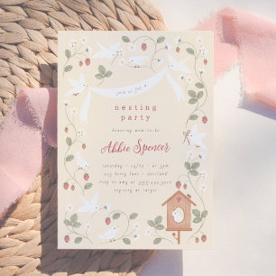 Birds & Berries Nesting Party Girl Baby Shower Invitation
