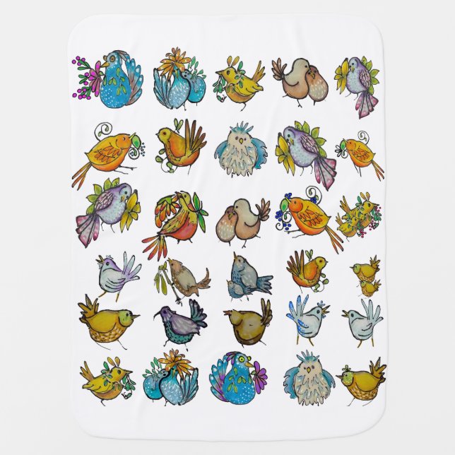 Birds & Birdies Baby Blanket (Front)