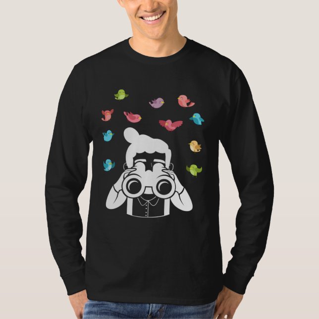 Birds Birdwatcher Ornithologist Bird Watching Bino T-Shirt (Front)