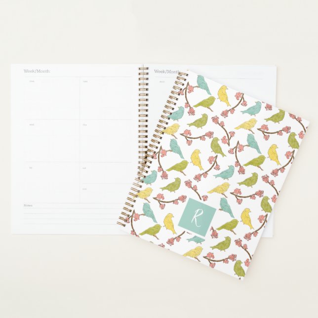 Birds & Blooms Watercolor Sketch Monogrammed Planner (Display)