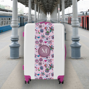 Birds & Blossoms Blissful Traveler Pink Luggage by GraphicAllusions at Zazzle