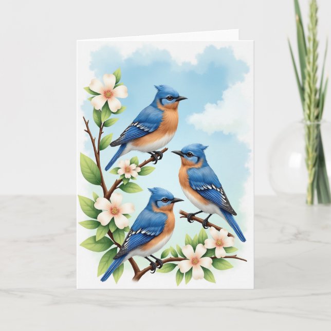 Birds Blossoms Mothers Day Card (Front)