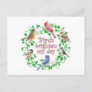 BIRDS BRIGHTEN MY DAY POSTCARD
