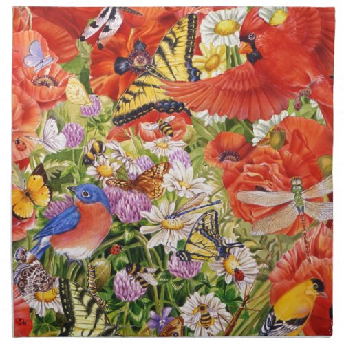 Birds Butterflies and Bees Cloth Napkins