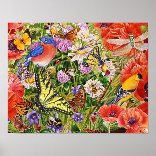Birds,Butterflies and Bees Poster | Zazzle.com