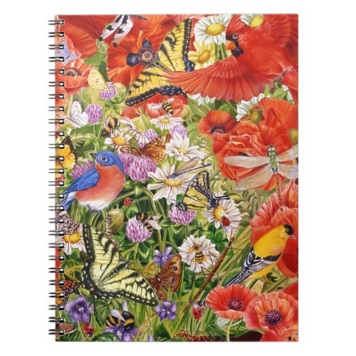 Birds Butterflies and Bees Spiral Notebook