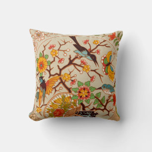 Birds & Butterflies Throw Pillow