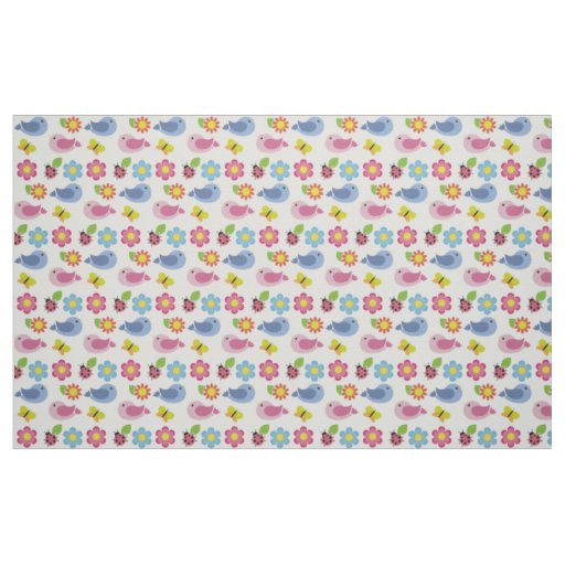 Birds,Butterfly,Ladybug And Flowers Fabric