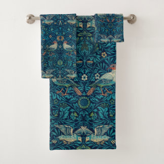 "Birds" by William Morris Blue Pattern Bath Towel Set