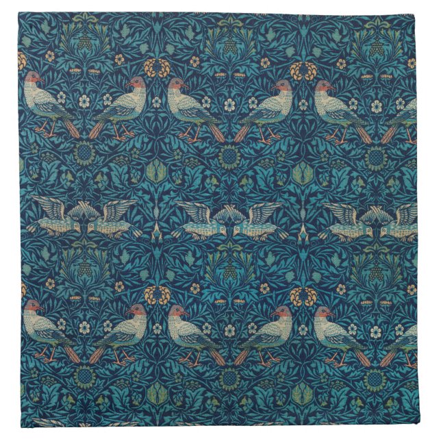 "Birds" by William Morris Blue Pattern Cloth Napkin (Front)