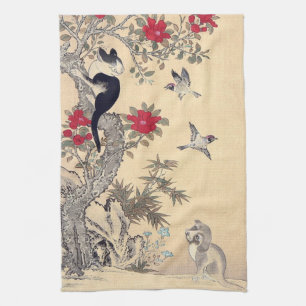 Birds, Cat and Dog, Itō Jakuchū Kitchen Towel