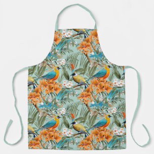 Birds Chinoiserie Mint Orange Apron