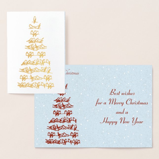 Birds Christmas Tree Foil Card (Display)
