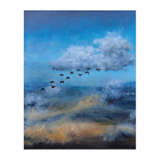 Birds Clouds Autumn Sky Ornithologist Nature Chang Acrylic Print