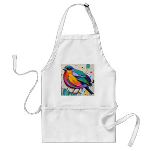 Birds colourful art abstract fat giant cute funny  adult apron
