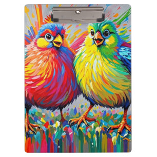 Birds colourful art abstract fat giant cute funny clipboard