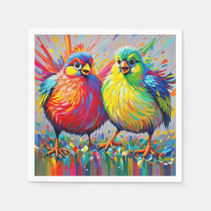 Birds colourful art abstract fat giant cute funny napkins