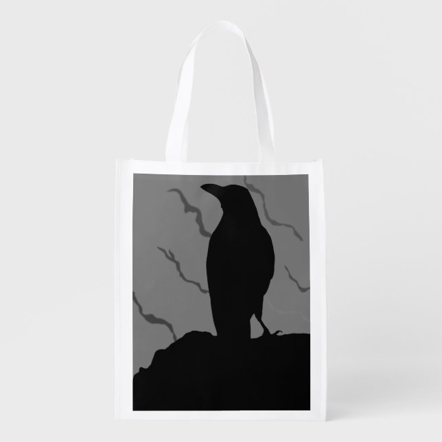 Birds. Crows, Raven Blackbird  Grocery Bag (Front)