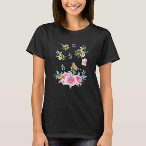 Birds Cute Animal Birds On A Branch Party Birds  9 T_Shirt