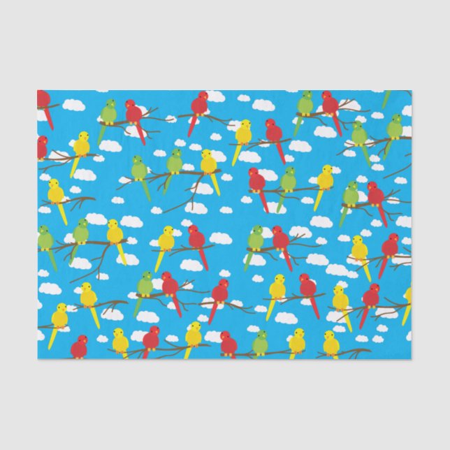 Birds Cute Colorful Spring Kid's Birthday Tissue Paper (Front)